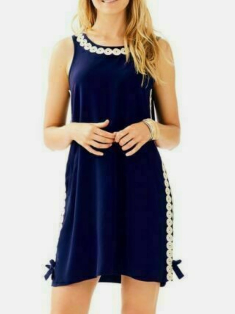 Lilly Pulitzer Navy Blue Mini Dress with gold Trim